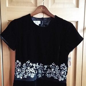 NWT Talbots Black Velour Silk Blend short sleeve top Sz 4